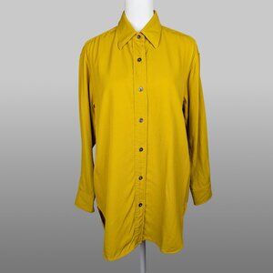 UNIQLO U Yellow Long Sleeve Oversized Button-Up Shirt – Size S (Fits Like M)